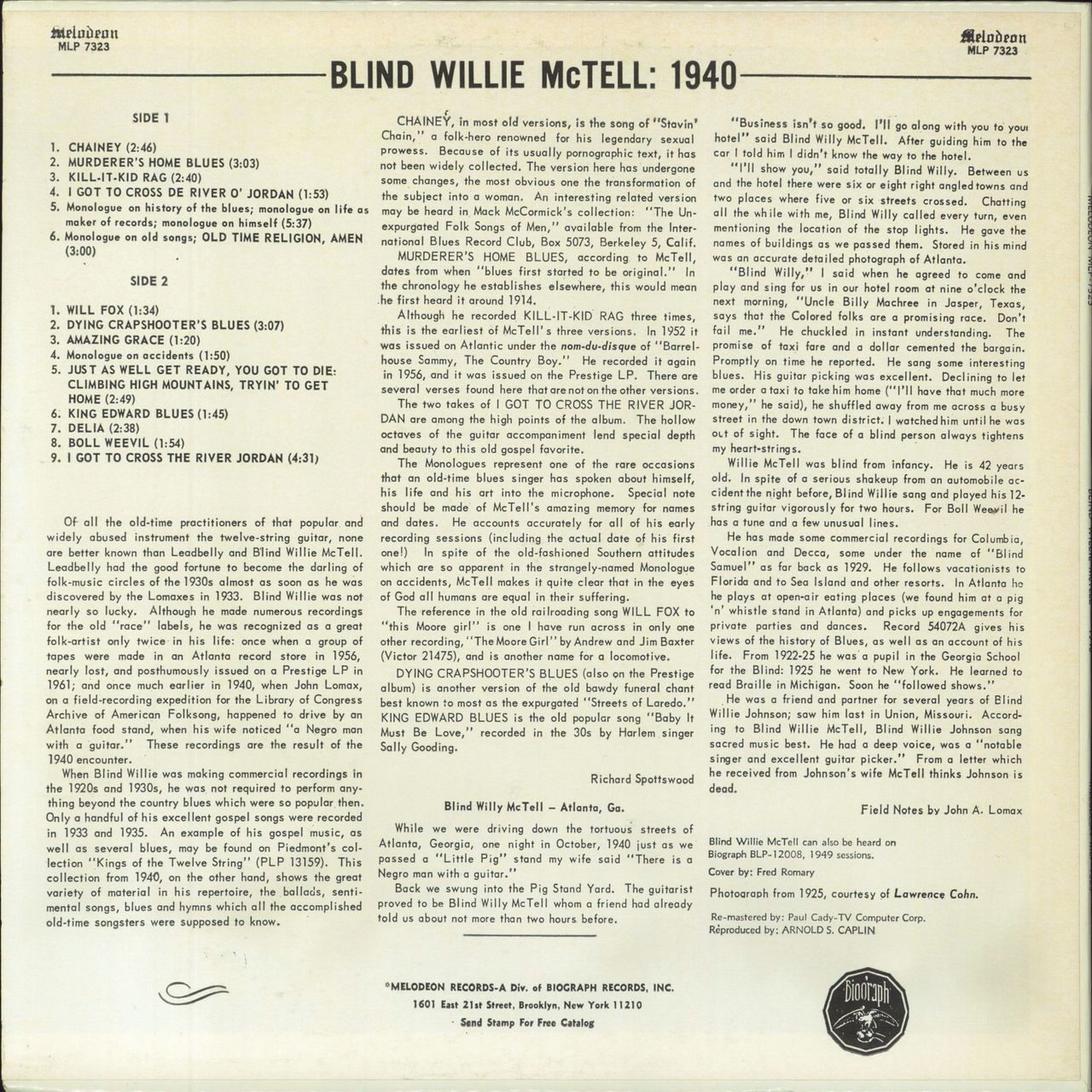 Blind Willie McTell 1940 The Legendary Library Of Congress Session US