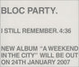 Bloc Party I Still Remember Japanese Promo CD-R acetate CD-R ACETATE