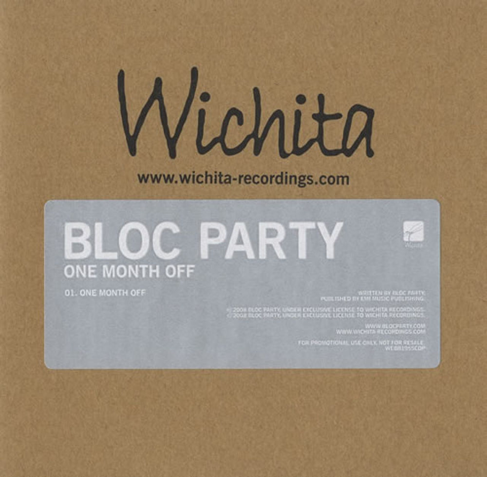 Bloc Party One Month Off UK Promo CD single (CD5 / 5") WEBB195SCDP