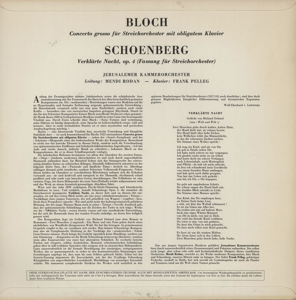 Bloch Schelomo & Voice in the Wilderness UK vinyl LP album (LP record)