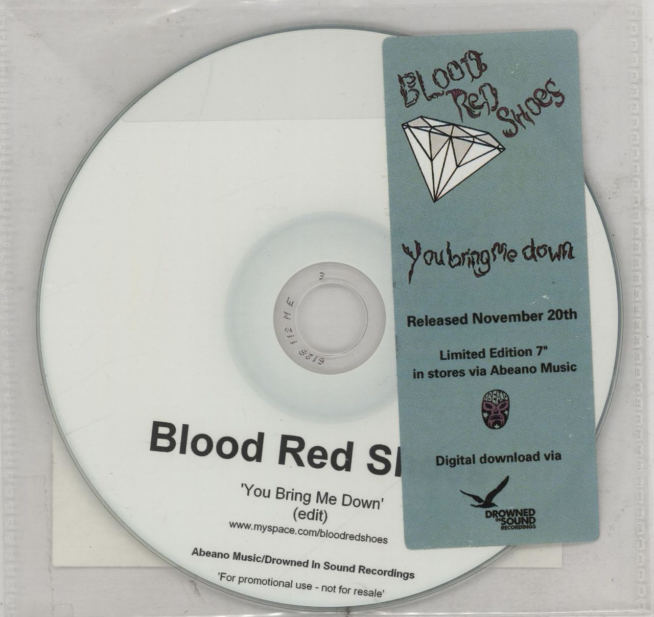 Blood Red Shoes You Bring Me Down + Stickered UK Promo CD-R acetate CD-R