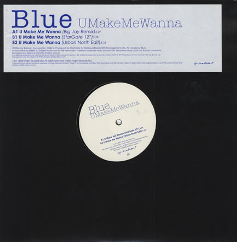 Blue (00s) U Make Me Wanna UK Promo 12" vinyl single (12 inch record / Maxi-single) SINTDJ44