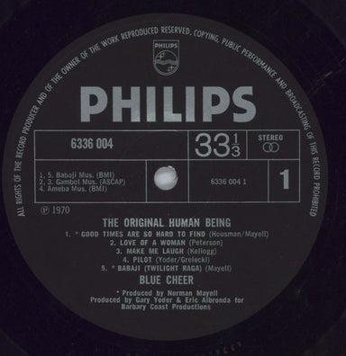 Blue Cheer The Original Human Being UK vinyl LP album (LP record) BCELPTH820389