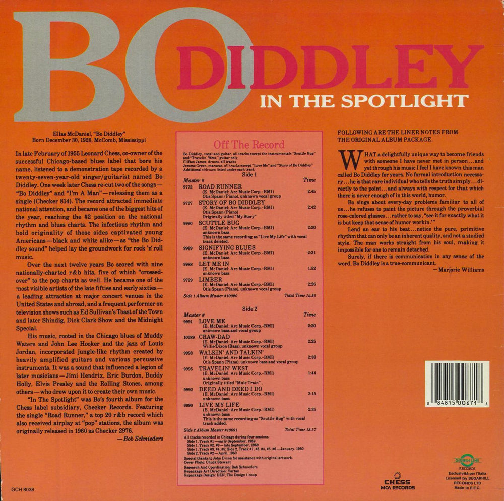 Bo Diddley In The Spotlight Italian vinyl LP album (LP record)