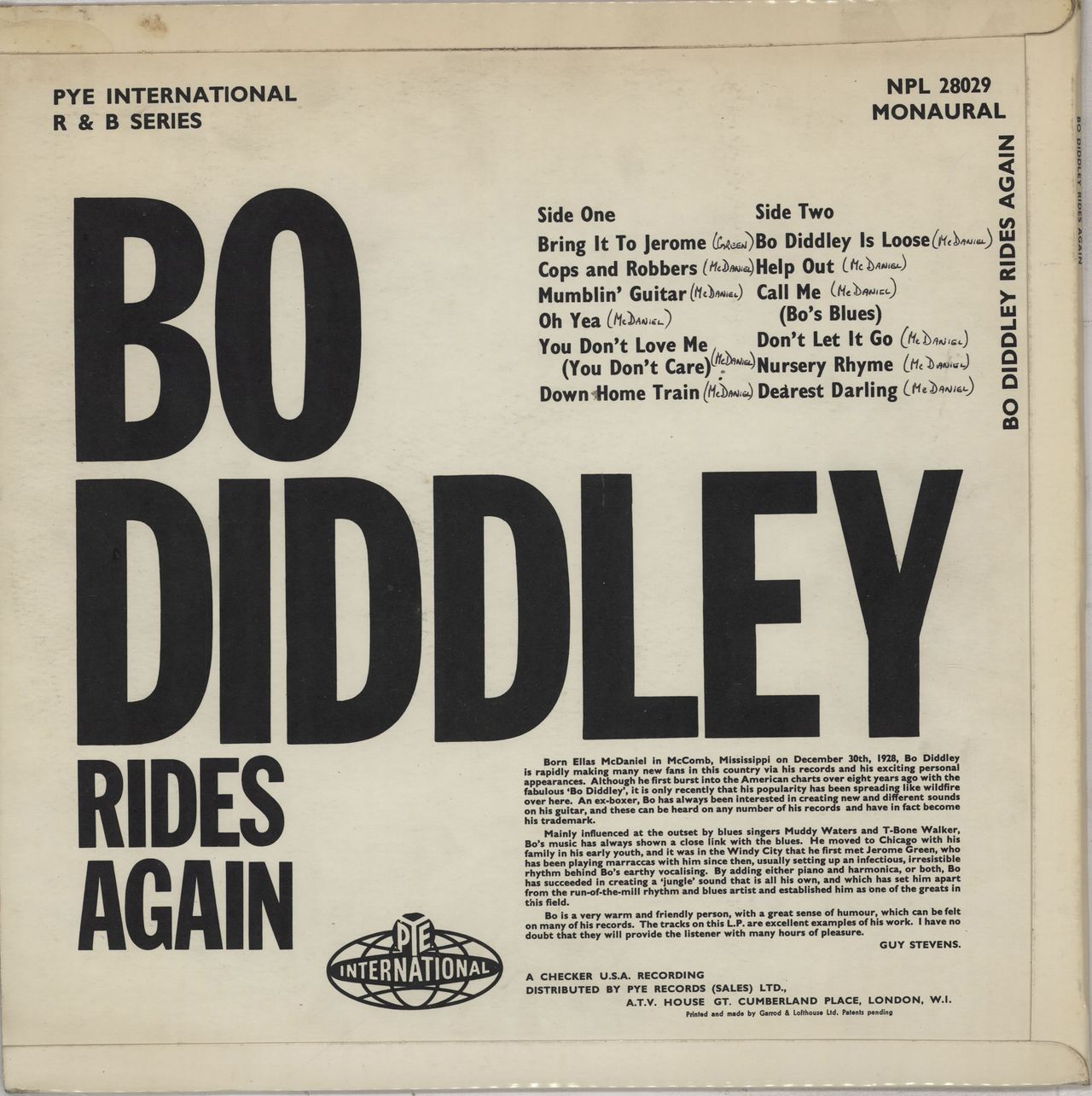 Bo Diddley Rides Again - WOS UK vinyl LP album (LP record) BODLPRI764497