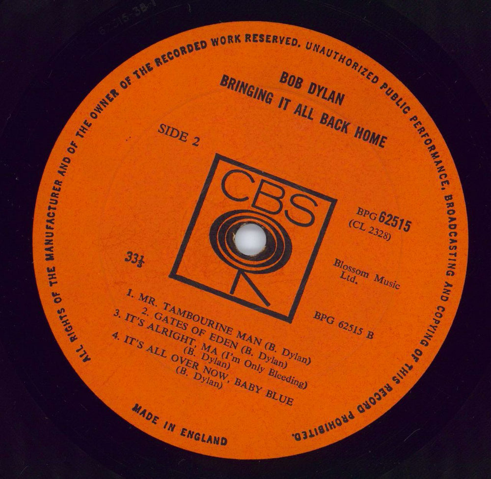 Bob Dylan Bringing It All Back Home - Transitional - Mono UK vinyl LP album (LP record)
