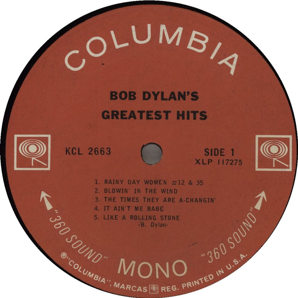 Bob Dylan Greatest Hits - 1st + Poster US vinyl LP album (LP record)