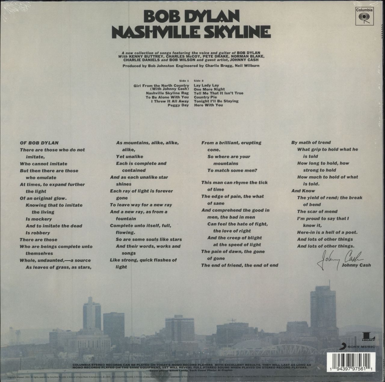 Bob Dylan Nashville Skyline - White Vinyl UK vinyl LP album (LP record) 194397975611