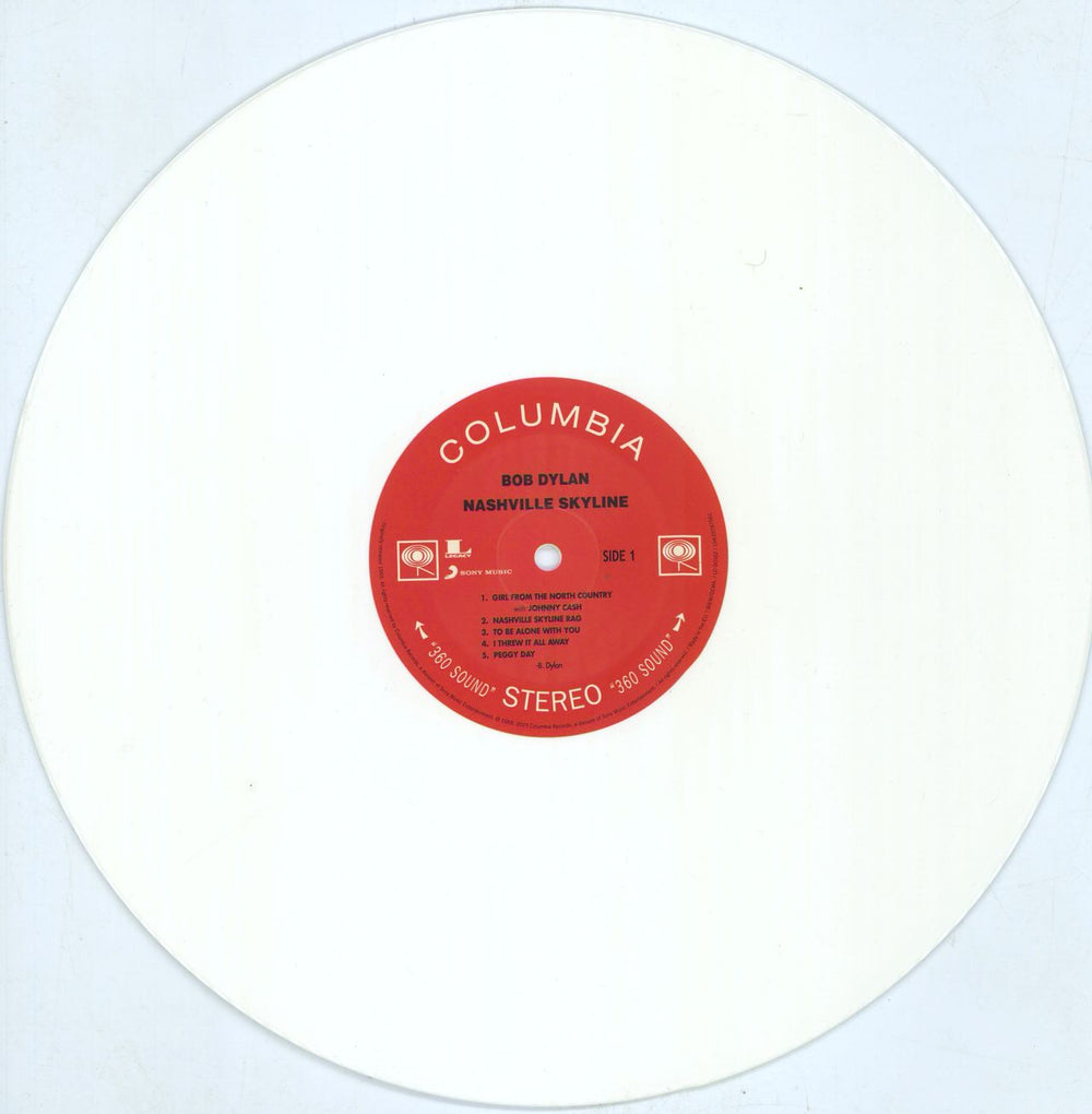 Bob Dylan Nashville Skyline - White Vinyl UK vinyl LP album (LP record) DYLLPNA813801