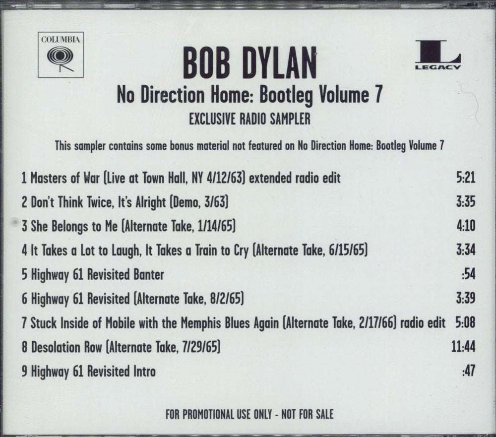 Bob Dylan No Direction Home: Bootleg Volume 7 - Radio Sampler US Promo CD album (CDLP)