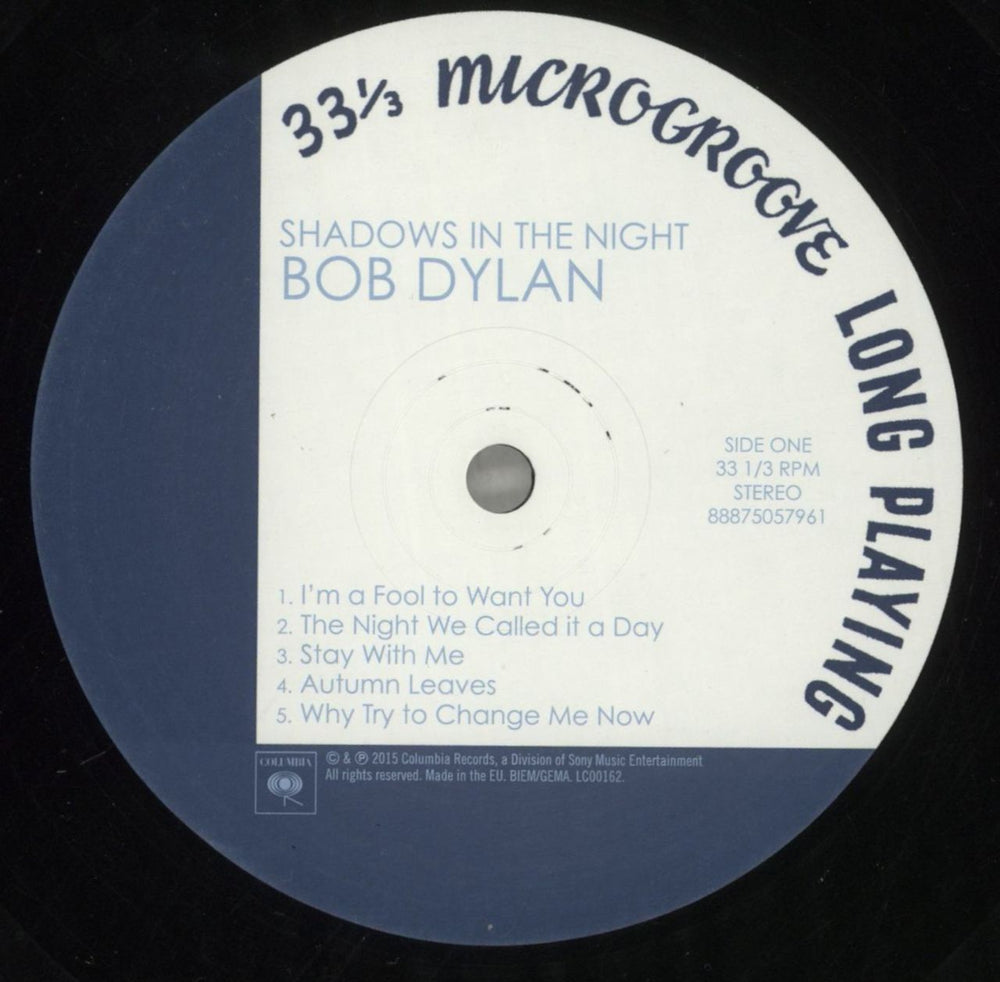 Bob Dylan Shadows In The Night UK vinyl LP album (LP record) DYLLPSH735757