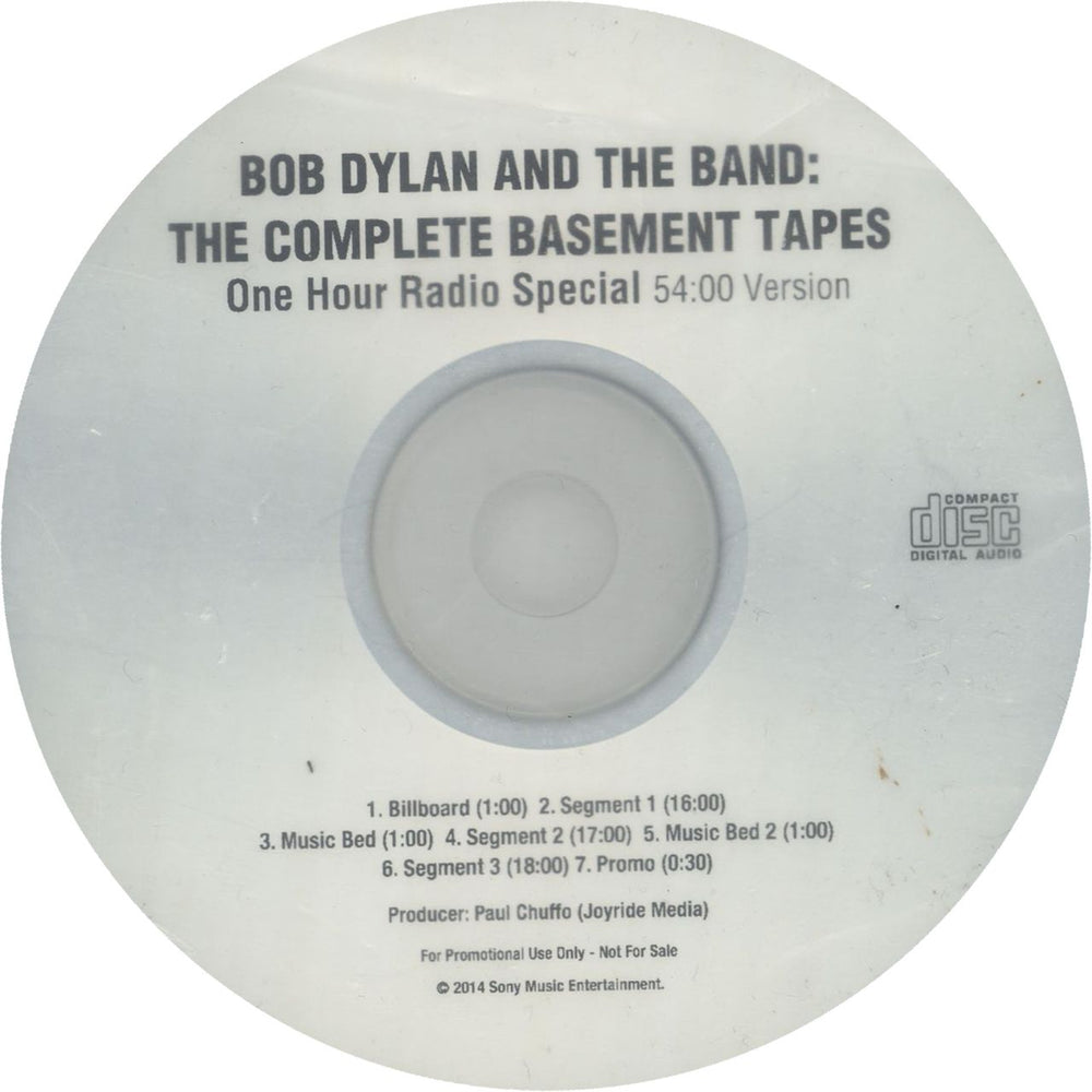 Bob Dylan The Complete Basement Tapes - One Hour Radio Special - 54 Version US Promo CD-R acetate