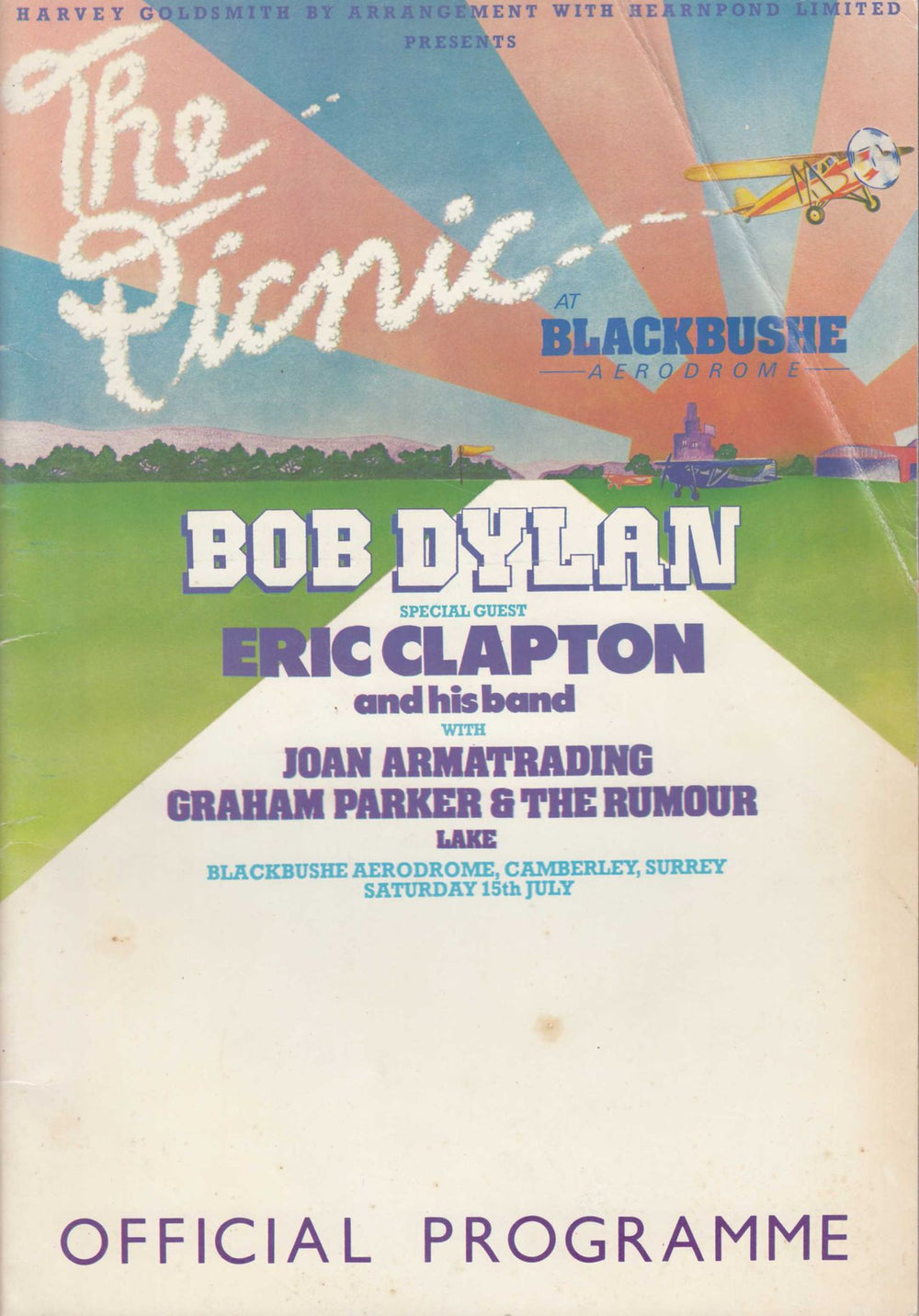 Bob Dylan The Picnic At Blackbushe Aerodrome UK tour programme CONCERT PROGRAM