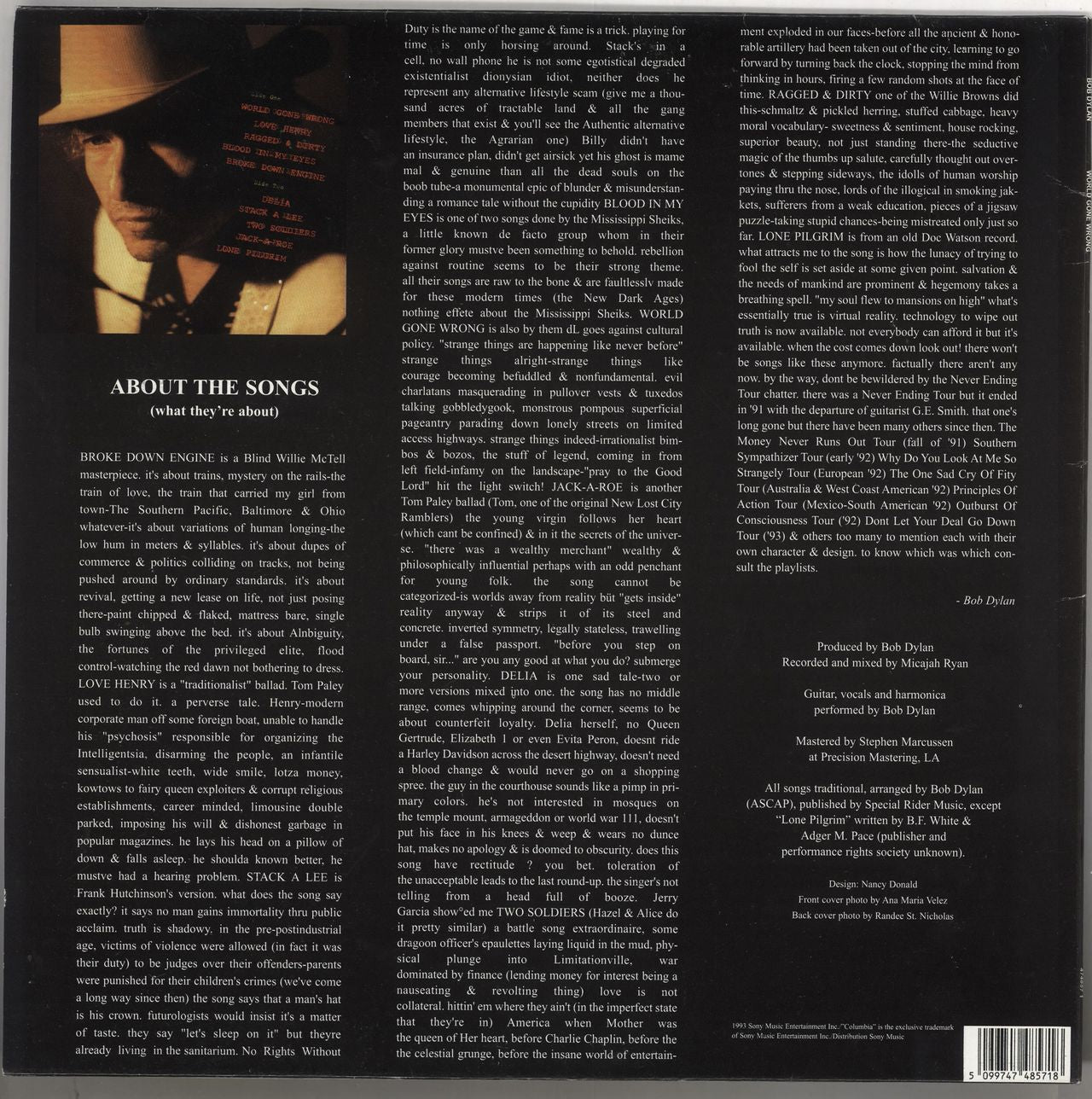 Bob Dylan World Gone Wrong Dutch vinyl LP album (LP record) DYLLPWO429484
