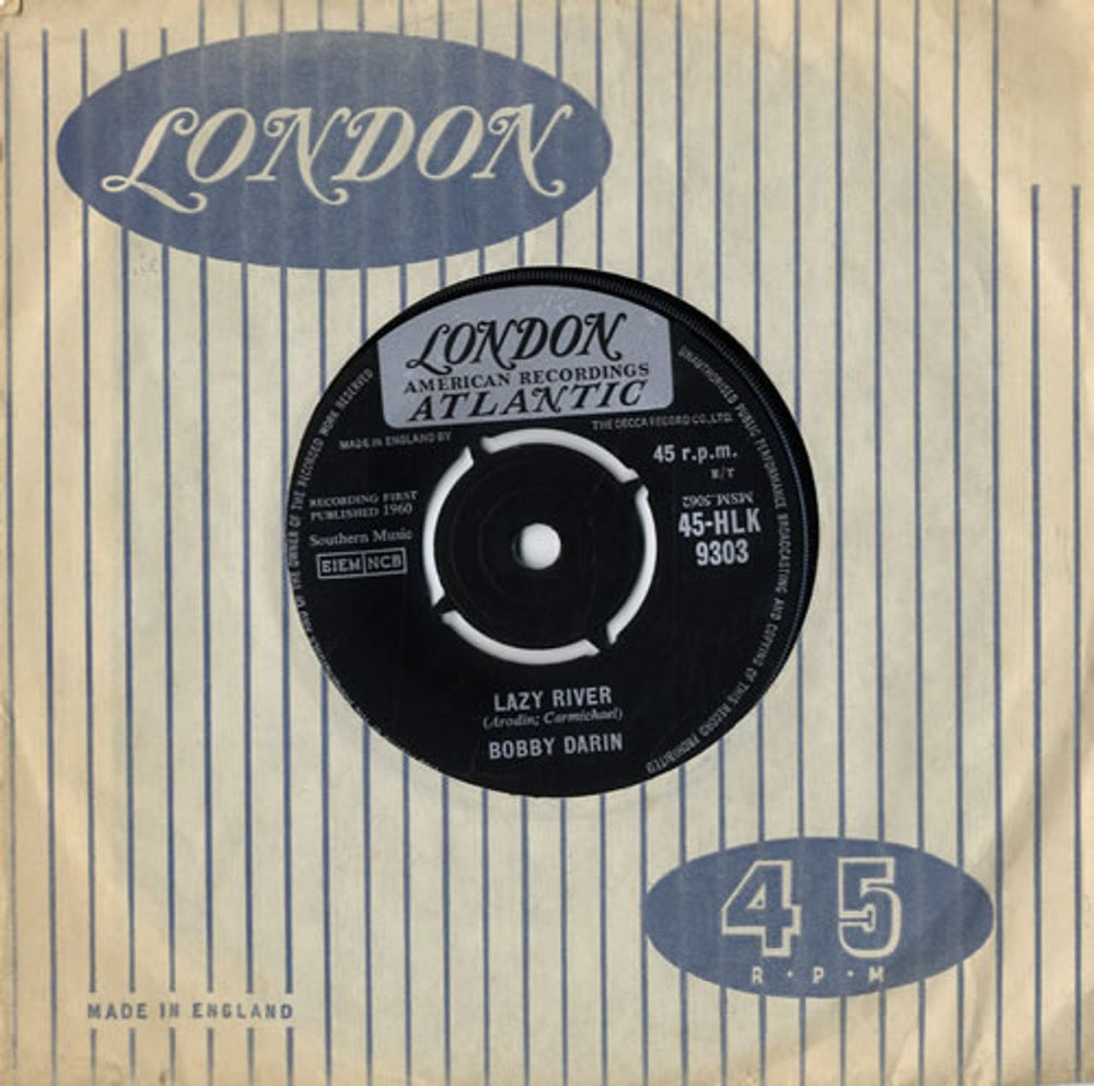 Bobby Darin Lazy River UK 7" vinyl single (7 inch record / 45) 45-HLK9303