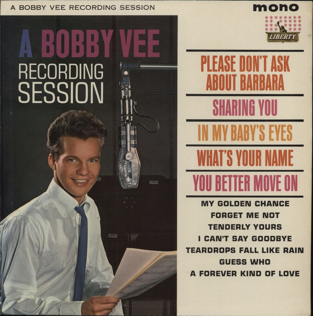 Bobby Vee A Bobby Vee Recording Session UK vinyl LP album (LP record) LBY1084