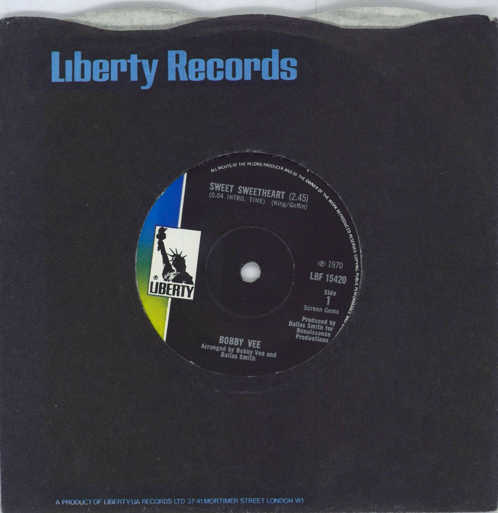 Bobby Vee Sweet Sweetheart UK 7" vinyl single (7 inch record / 45) LBF15420