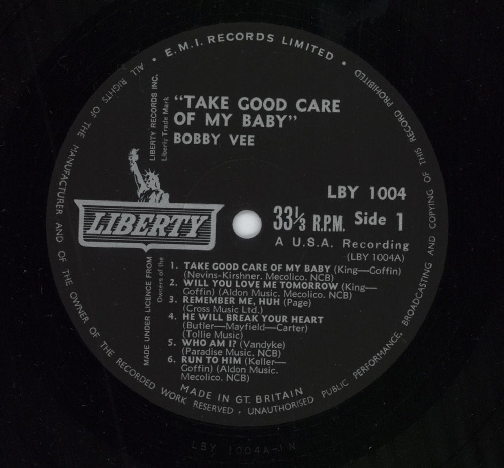 Bobby Vee Take Good Care Of My Baby - Archive UK vinyl LP album (LP record)