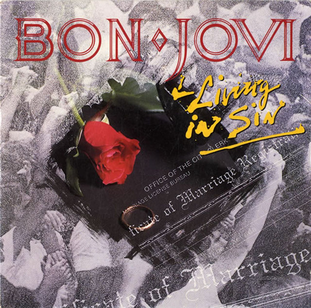 Bon Jovi Living In Sin UK 7" vinyl single (7 inch record / 45) JOV7