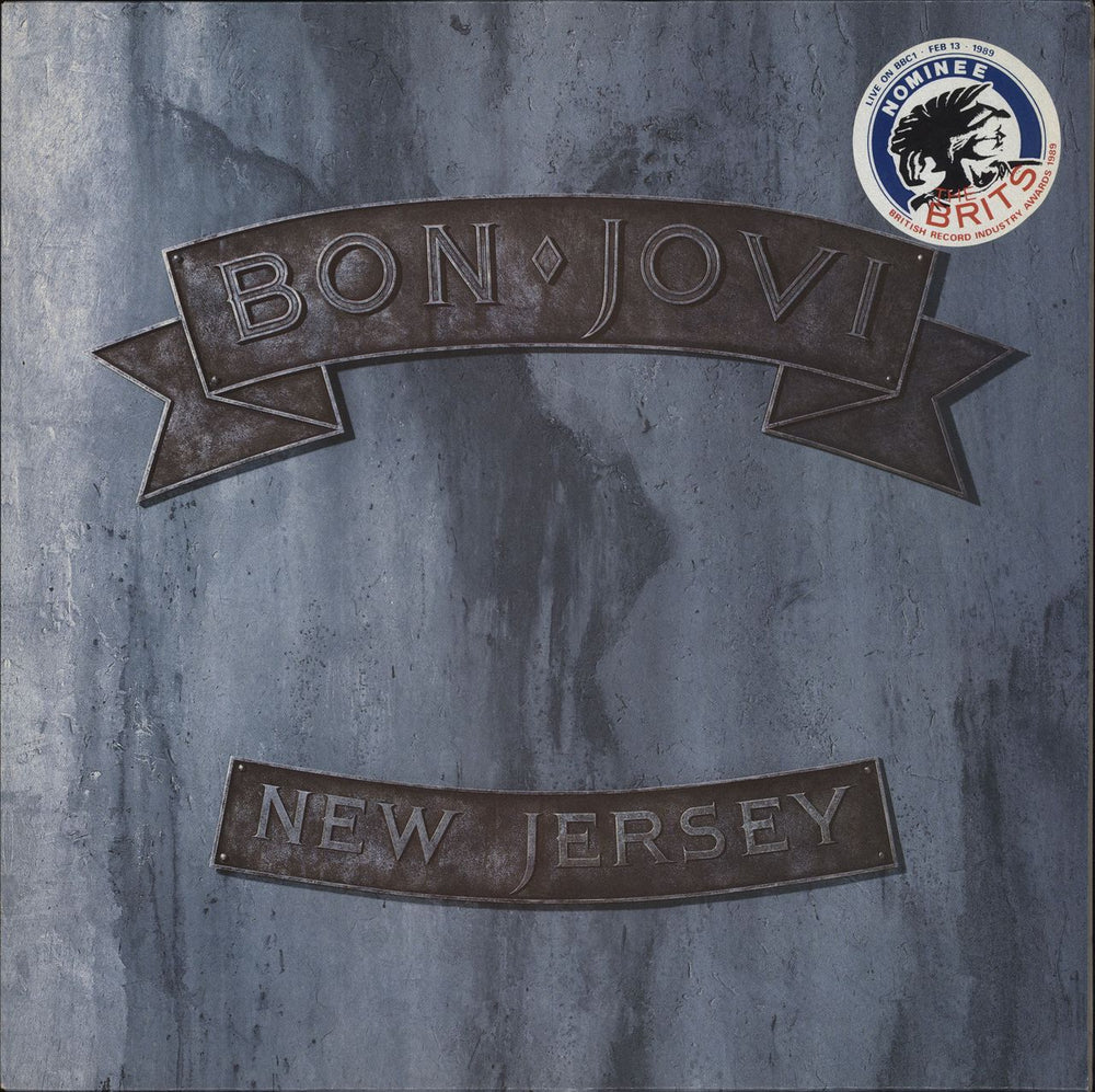 Bon Jovi New Jersey - Brits Nominee Sticker UK vinyl LP album (LP record) VERH62