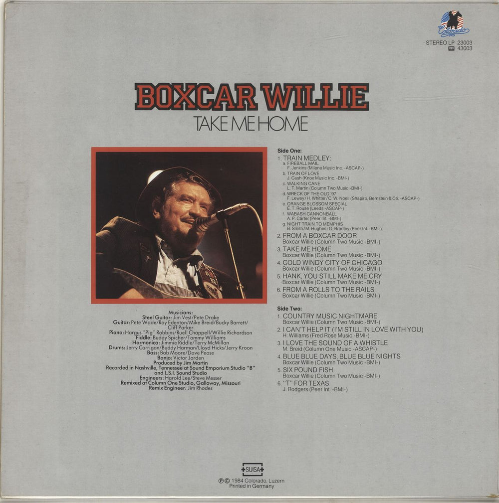 Boxcar Willie Take Me Home German vinyl LP album (LP record)