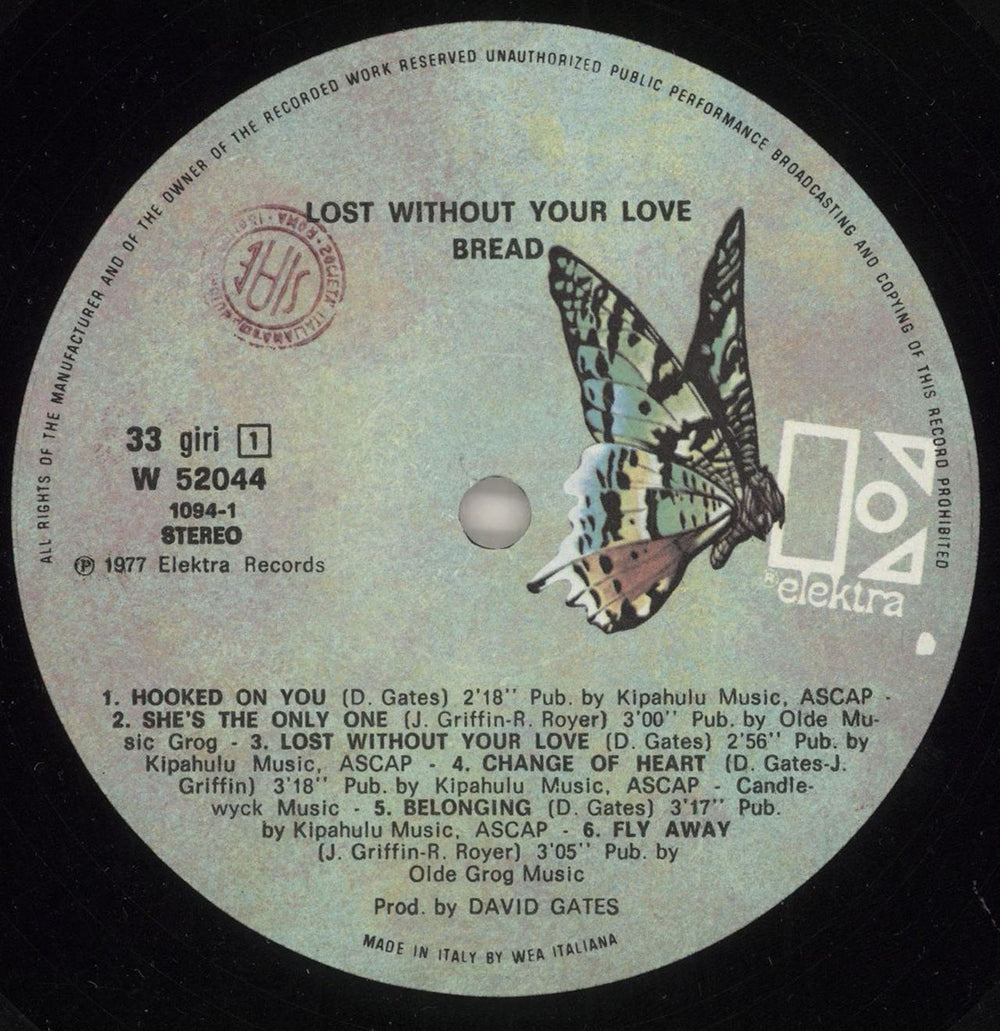 Bread Lost Without Your Love Italian vinyl LP album (LP record) RDBLPLO735676