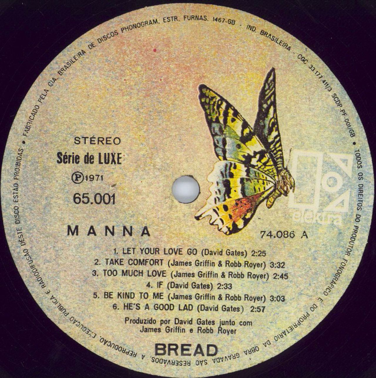 Bread Manna Brazilian vinyl LP album (LP record) RDBLPMA777920