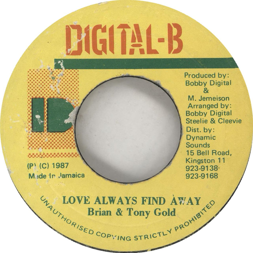 Brian & Tony Gold Love Always Find Away Jamaican 7" vinyl single (7 inch record / 45)
