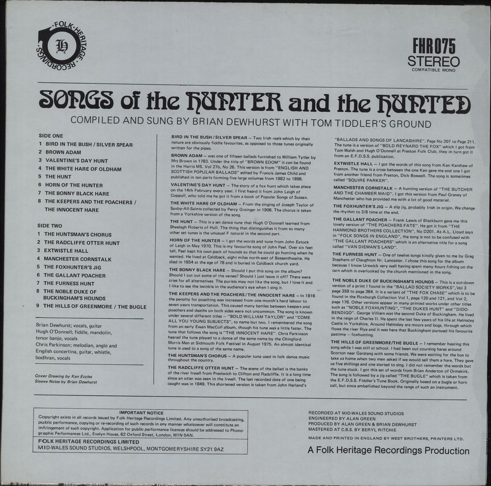 Brian Dewhurst The Hunter & The Hunted UK vinyl LP album (LP record)