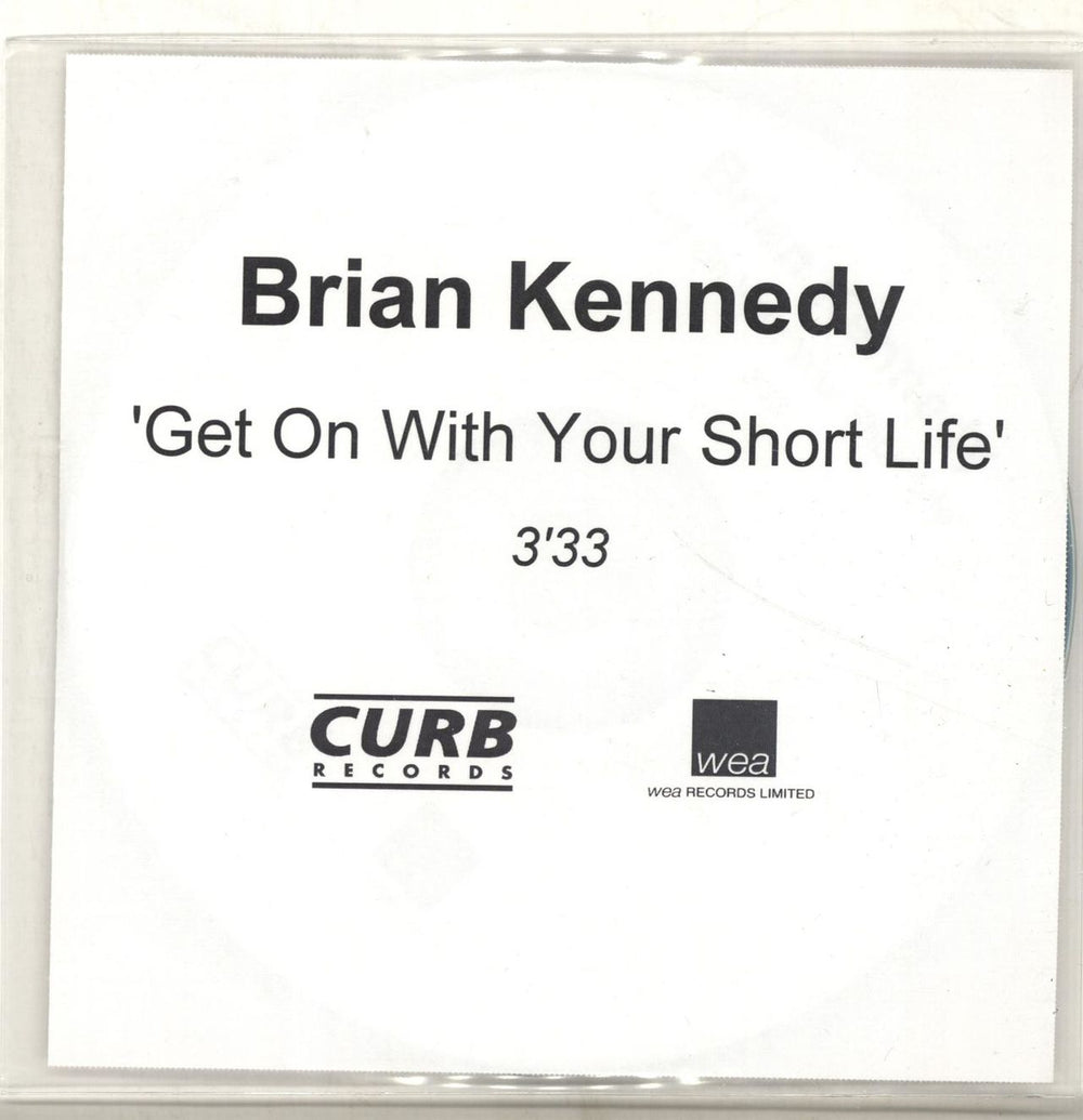 Brian Kennedy Get On With Your Short Life UK Promo CD-R acetate CD-R