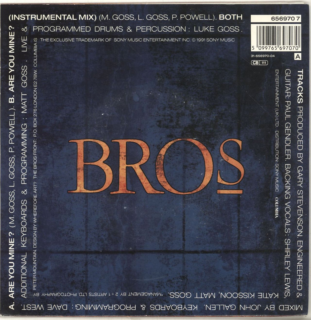 Bros Are You Mine? Dutch 7" vinyl single (7 inch record / 45) 5099765697070