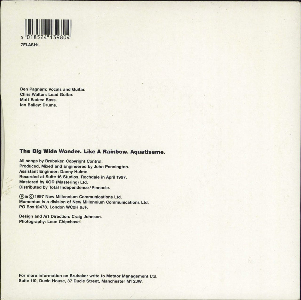 Brubaker The Big Wide Wonder UK 7" vinyl single (7 inch record / 45) 5018524139804