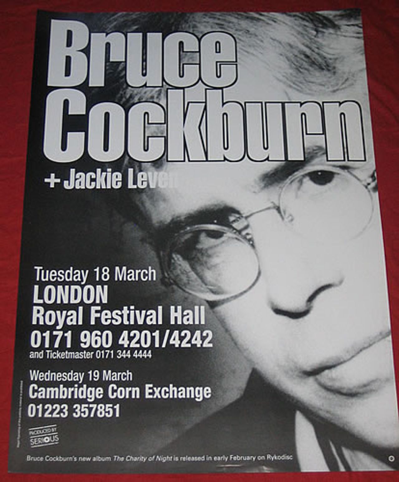 Bruce Cockburn Cambridge Corn Exchange UK Poster — RareVinyl.com