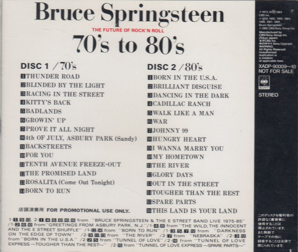 Bruce Springsteen 70's to 80's The Future Of Rock 'N Roll Japanese 