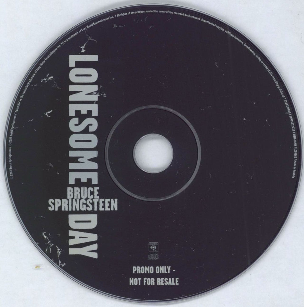 Bruce Springsteen Lonesome Day Austrian Promo CD single (CD5 / 5") SAMPCS12229