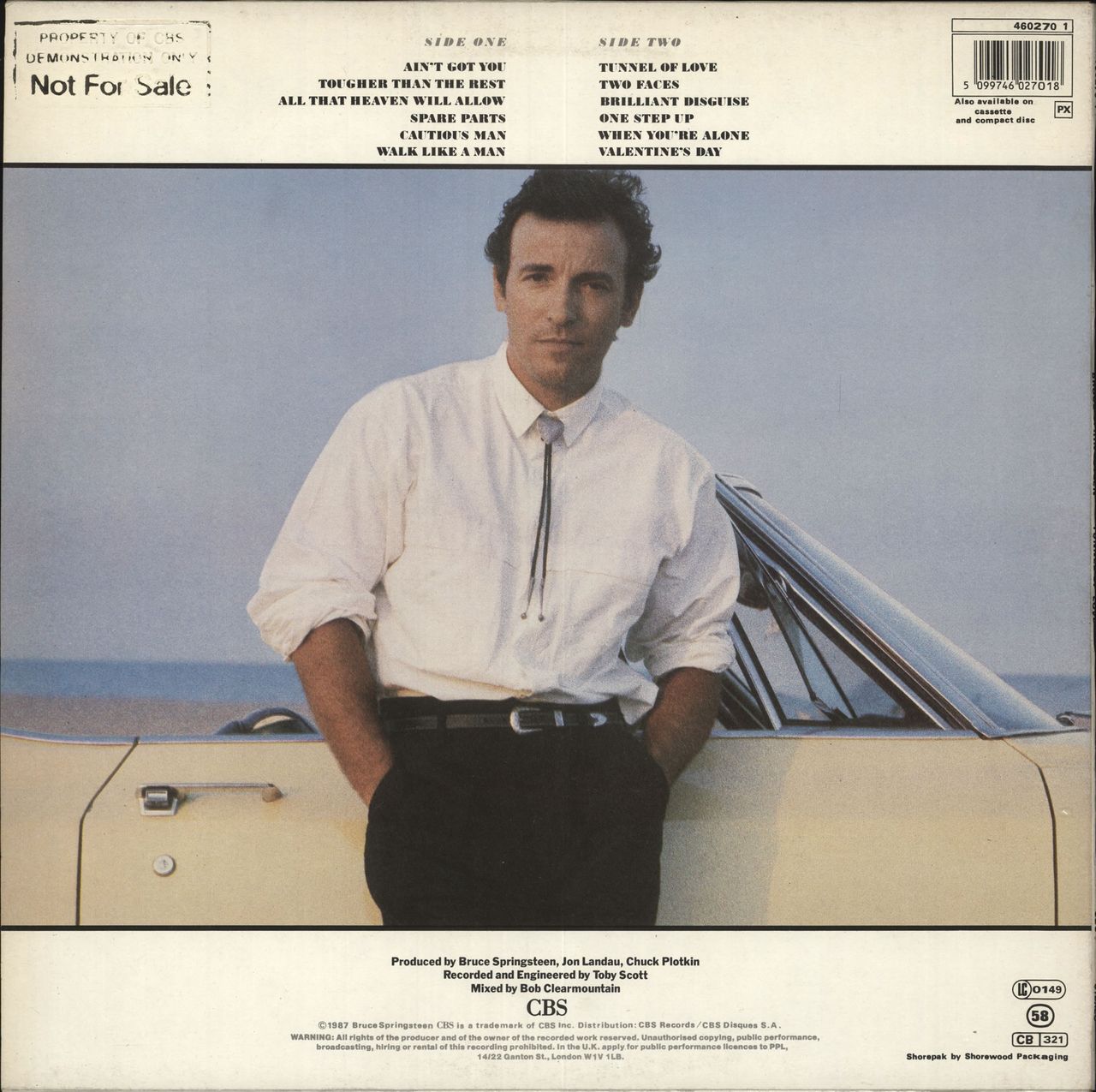 Bruce Springsteen Tunnel Of Love - Promo Stamped UK Promo vinyl LP album (LP record) SPRLPTU734482