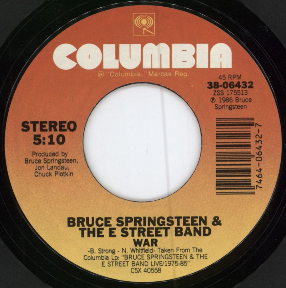 Bruce Springsteen War US 7" vinyl single (7 inch record / 45) SPR07WA784435
