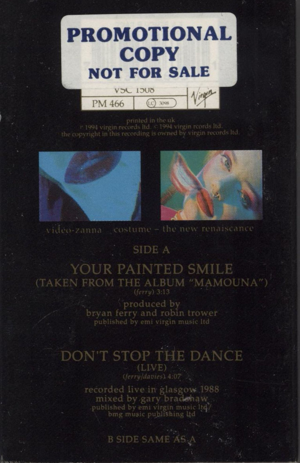 Bryan Ferry Your Painted Smile - Promo Stickered UK Promo cassette single