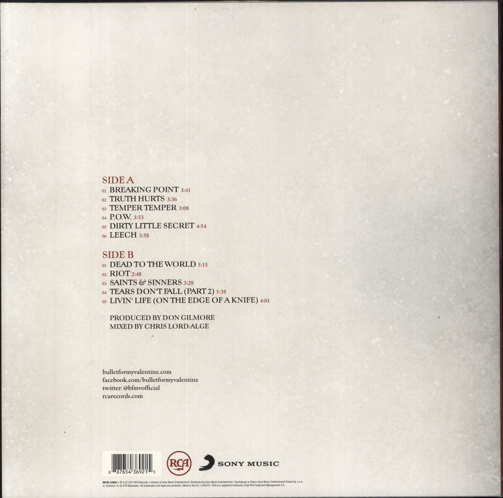 Bullet For My Valentine Temper Temper UK vinyl LP album (LP record) 887654369215