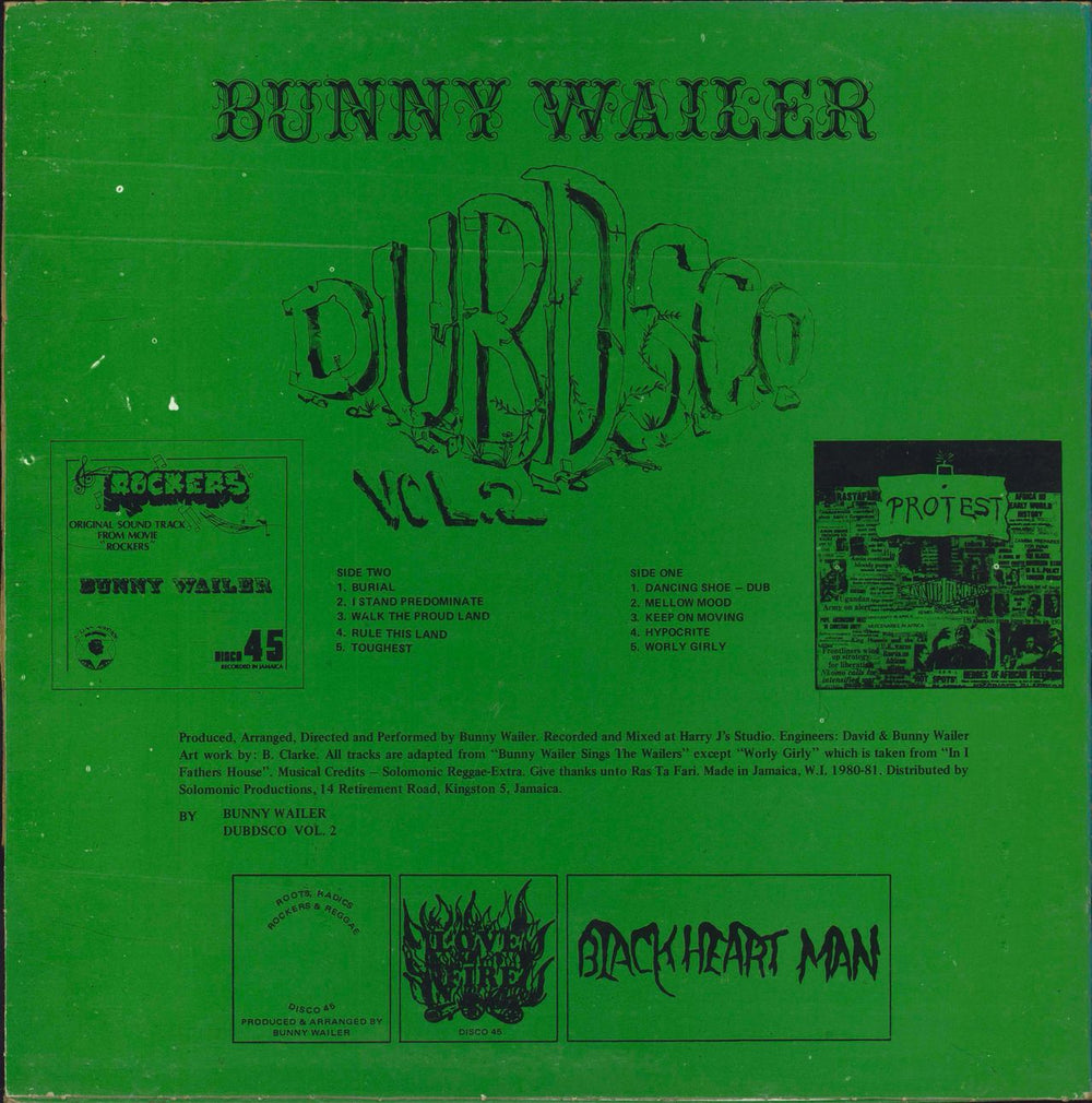 Bunny Wailer Dubdsco Vol. 2 Jamaican vinyl LP album (LP record)