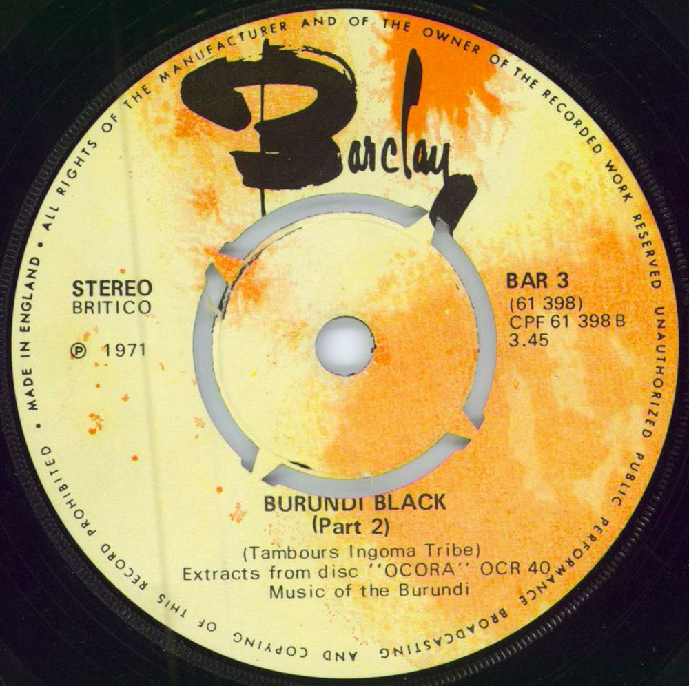 Burundi Black Burundi Black - 4pr UK 7" vinyl single (7 inch record / 45)