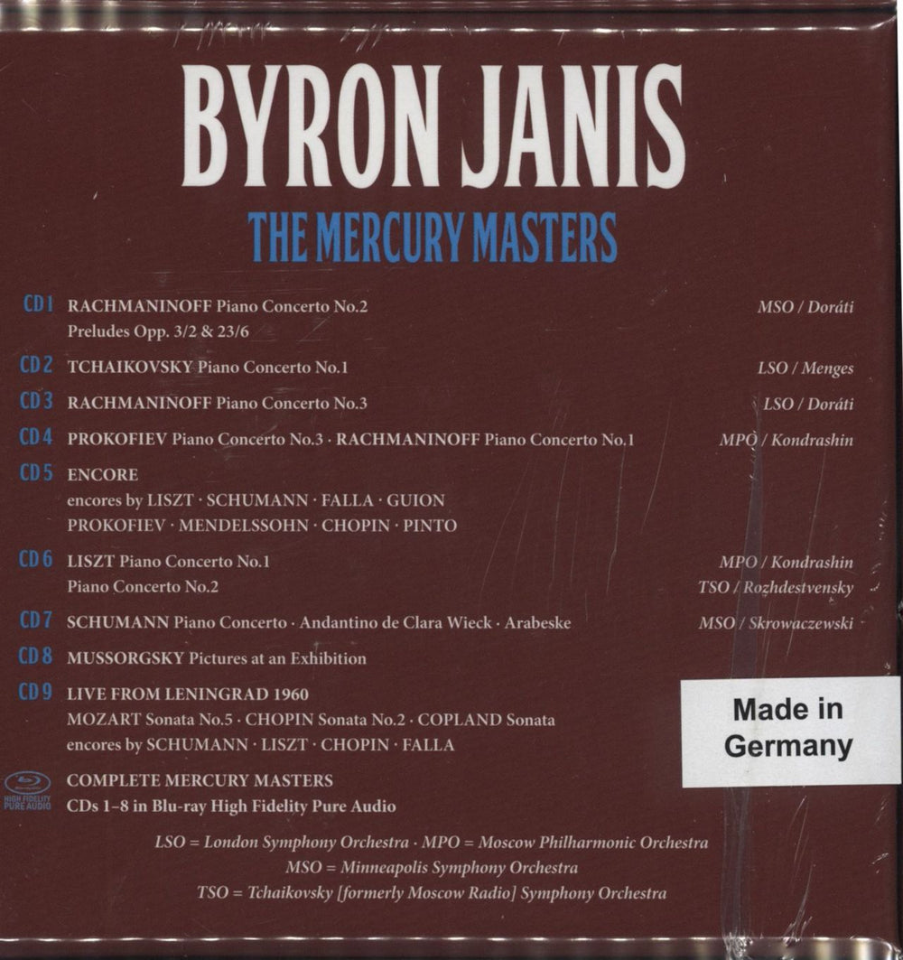 Byron Janis The Mercury Masters German Cd album box set 