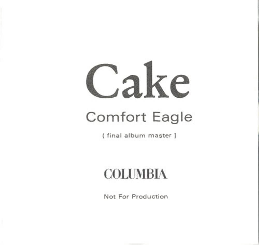 Cake Comfort Eagle - Final Album Master UK Promo CD-R acetate CD-R ACETATE