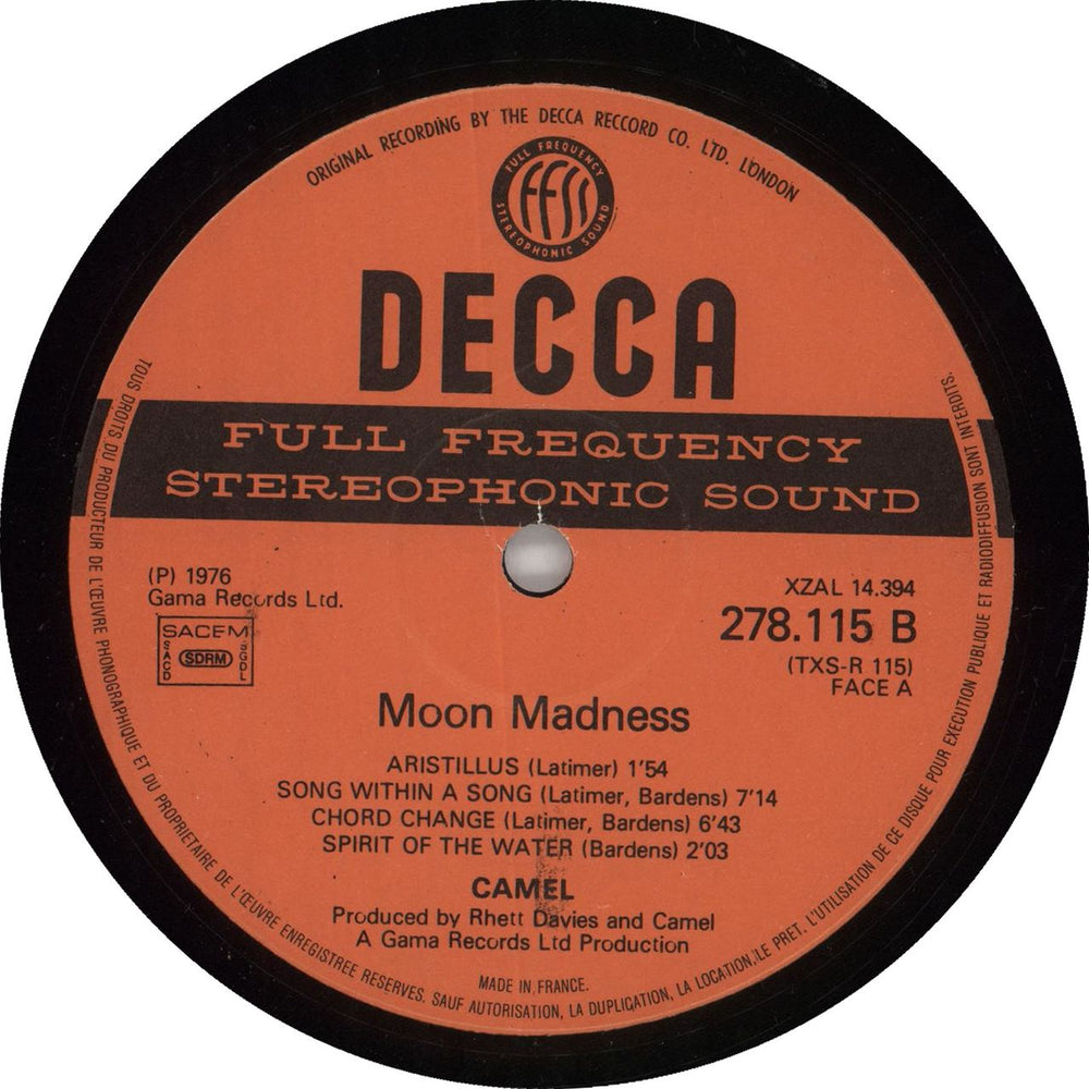 Camel Moonmadness French vinyl LP album (LP record)