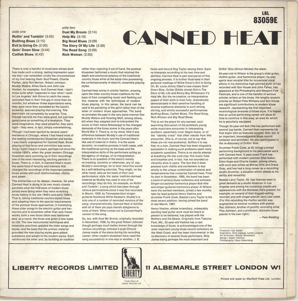 Canned Heat Canned Heat - 1st UK vinyl LP album (LP record) CNHLPCA515539