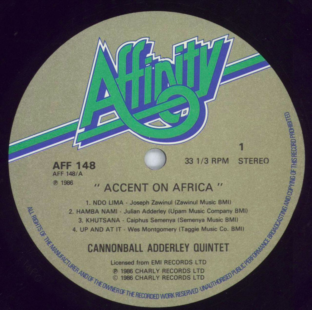 Cannonball Adderley Accent On Africa UK vinyl LP album (LP record) ERLLPAC821755