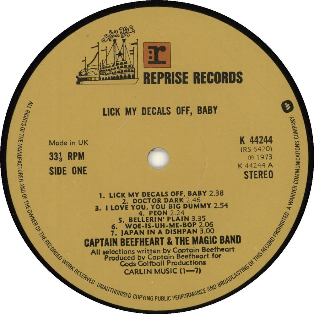 Captain Beefheart & Magic Band Lick My Decals Off Baby UK vinyl LP album (LP record) CPTLPLI210684