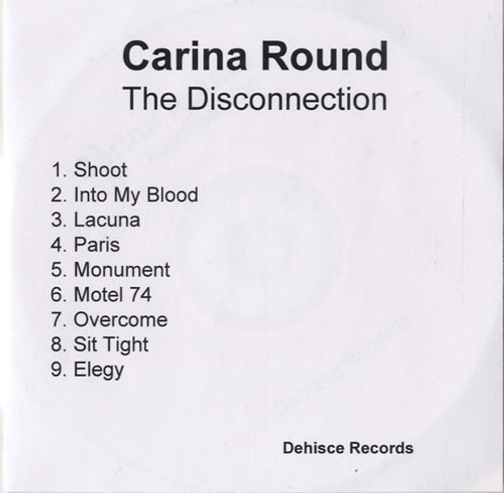 Carina Round The Disconnection UK Promo CD-R acetate CD-R ACETATE