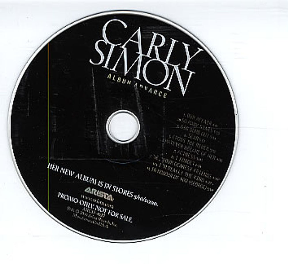 Carly Simon Album Advance US Promo CD album (CDLP) ARCD4627