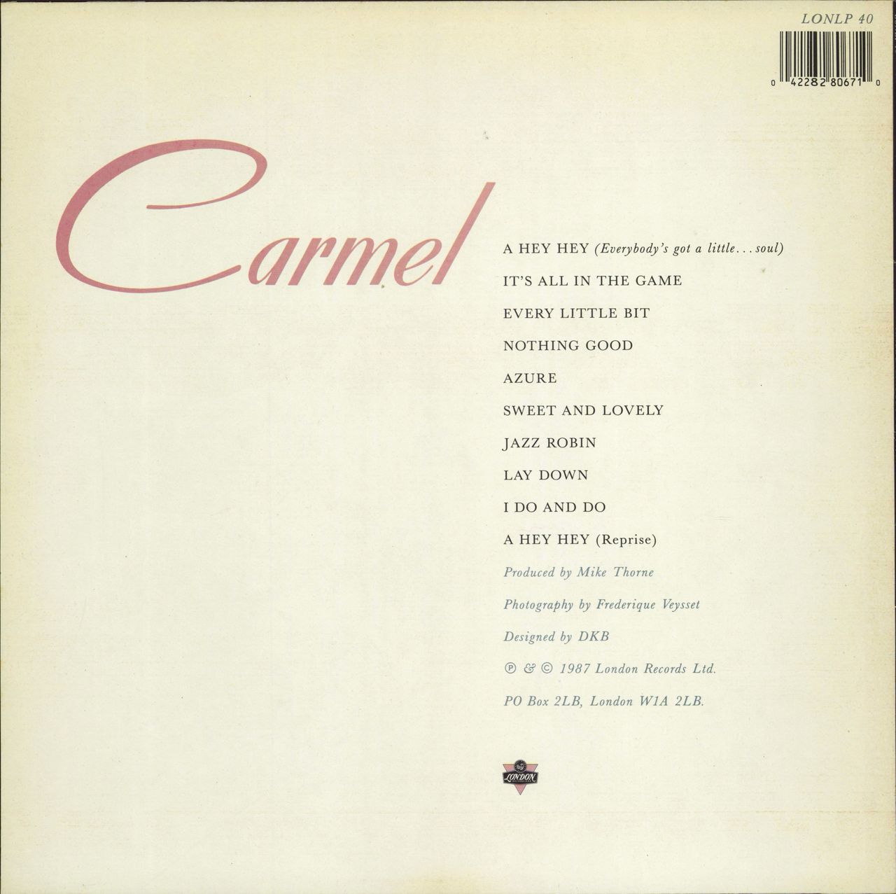 Carmel Everybody's Got A Little Soul UK vinyl LP album (LP record) 042282806710